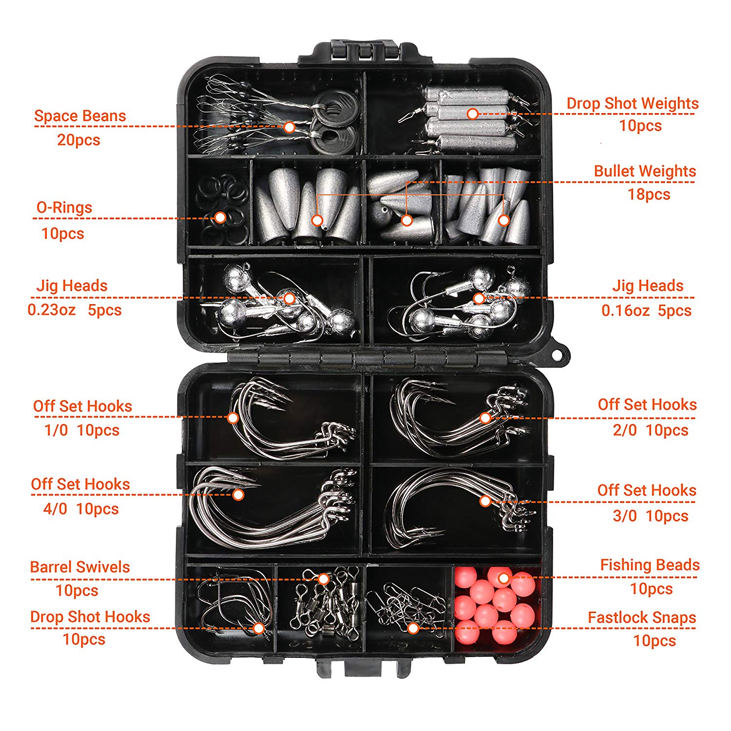 LUSHAZER Fishing Tackle Box 148 pieces