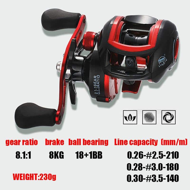 LIZARD low profile reel bait casting Fishing reel baitcasting Fishing reels 18+1BB 8.1:1 7.1:1 8kg Carretilha de pesca