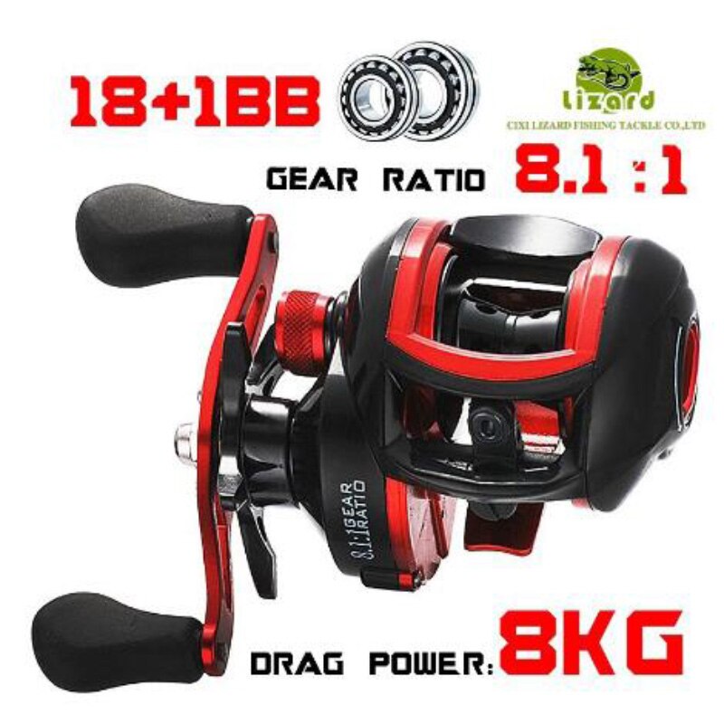 LIZARD low profile reel bait casting Fishing reel baitcasting Fishing reels 18+1BB 8.1:1 7.1:1 8kg Carretilha de pesca