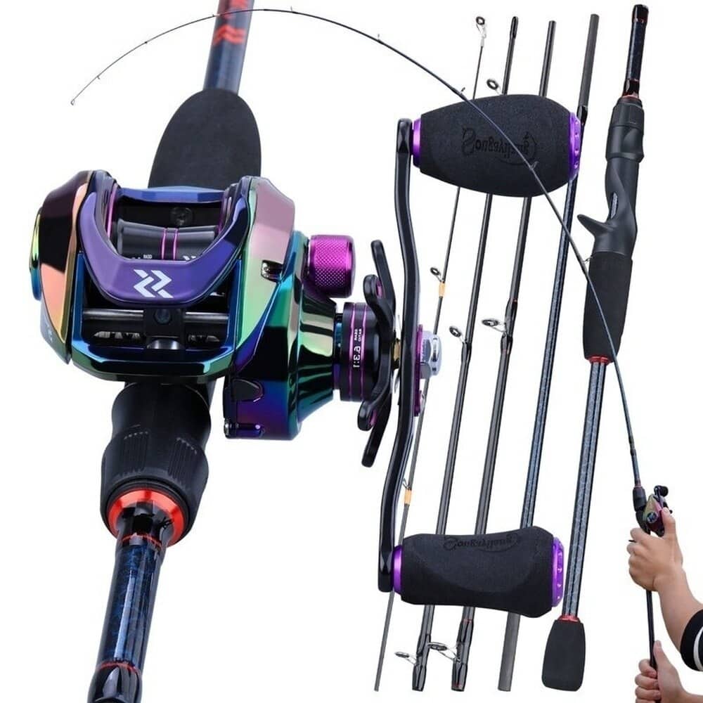 Sougayilang Casting Rod Combo 5 Section Carbon Rod and 9+1BB Baitcasting Reel with Line Lure Accessories Carrier Bag Full Kits