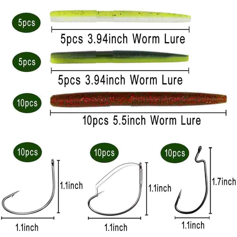 161Pcs/Box Wacky Rig Fishing Worm Kit