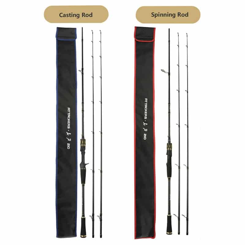 Carbon Spinning Fishing Rod with 2 Tips M and MH 1.98m 2.13m Fast Action Baitcasting Rod Light Weight 7-30g Test