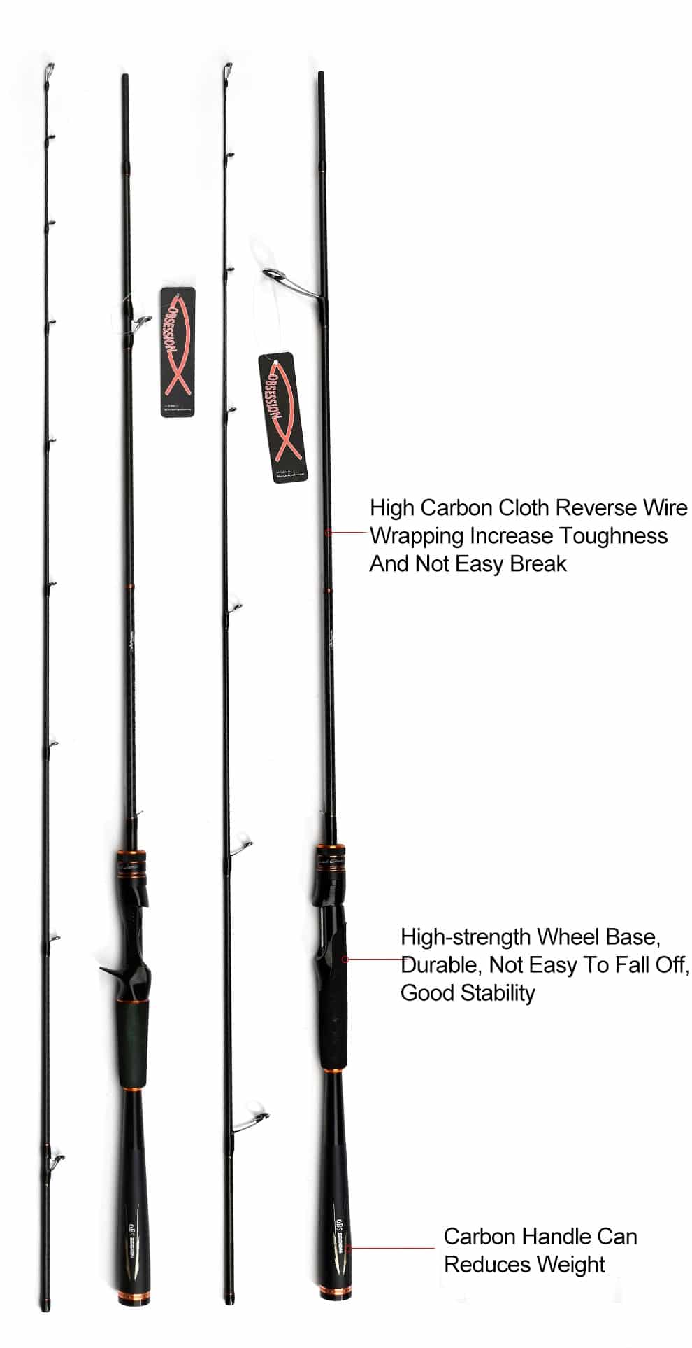 OBSESSION Carbon Spinning or Casting Fishing Rod 