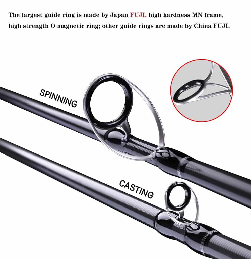 BUDEFO Spinning or Casting Fuji Lure Fishing Rod