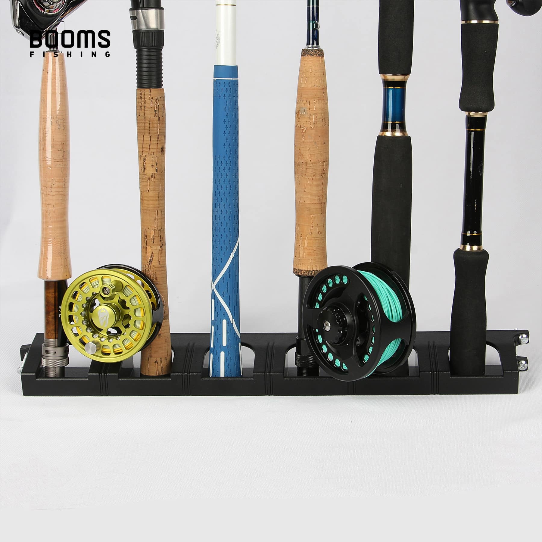 Booms Fishing WV1 Vertical 6-Rod Rack Fishing Pole Holder Wall Mount Modular for Garage