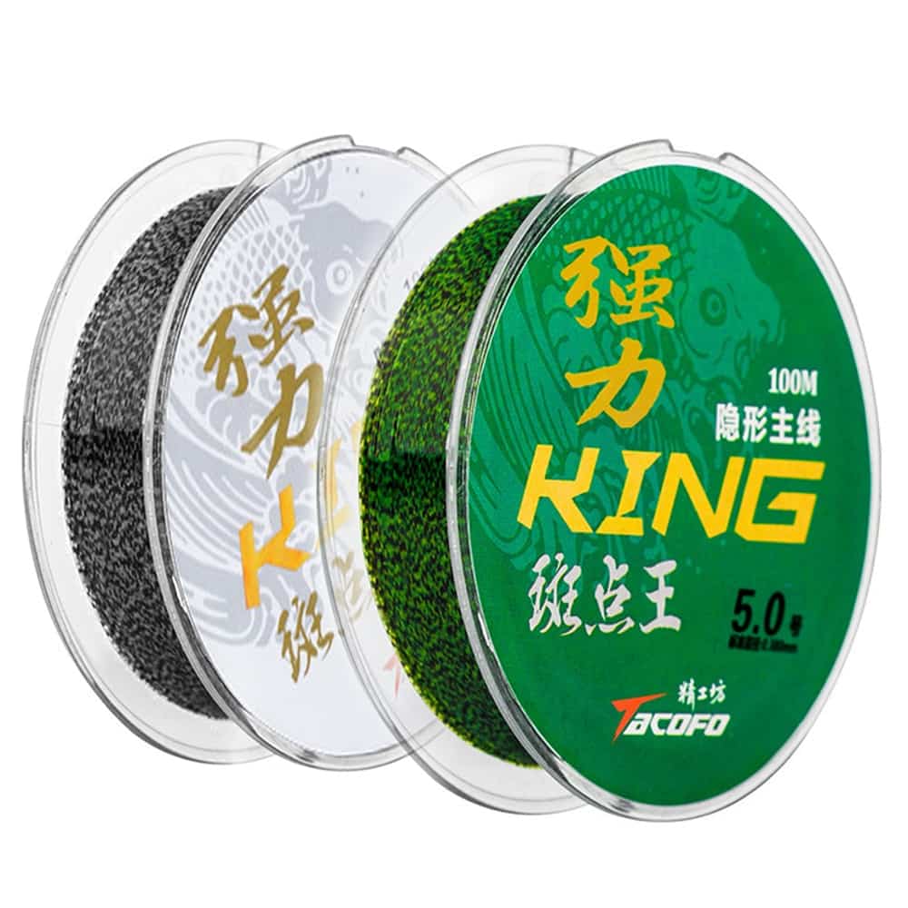 100m Invisible Fishing Line Speckle Carp Fluorocarbon Line Super Strong Spotted Line Sinking Nylon Fly Fishing Line 0.12-0.50mm