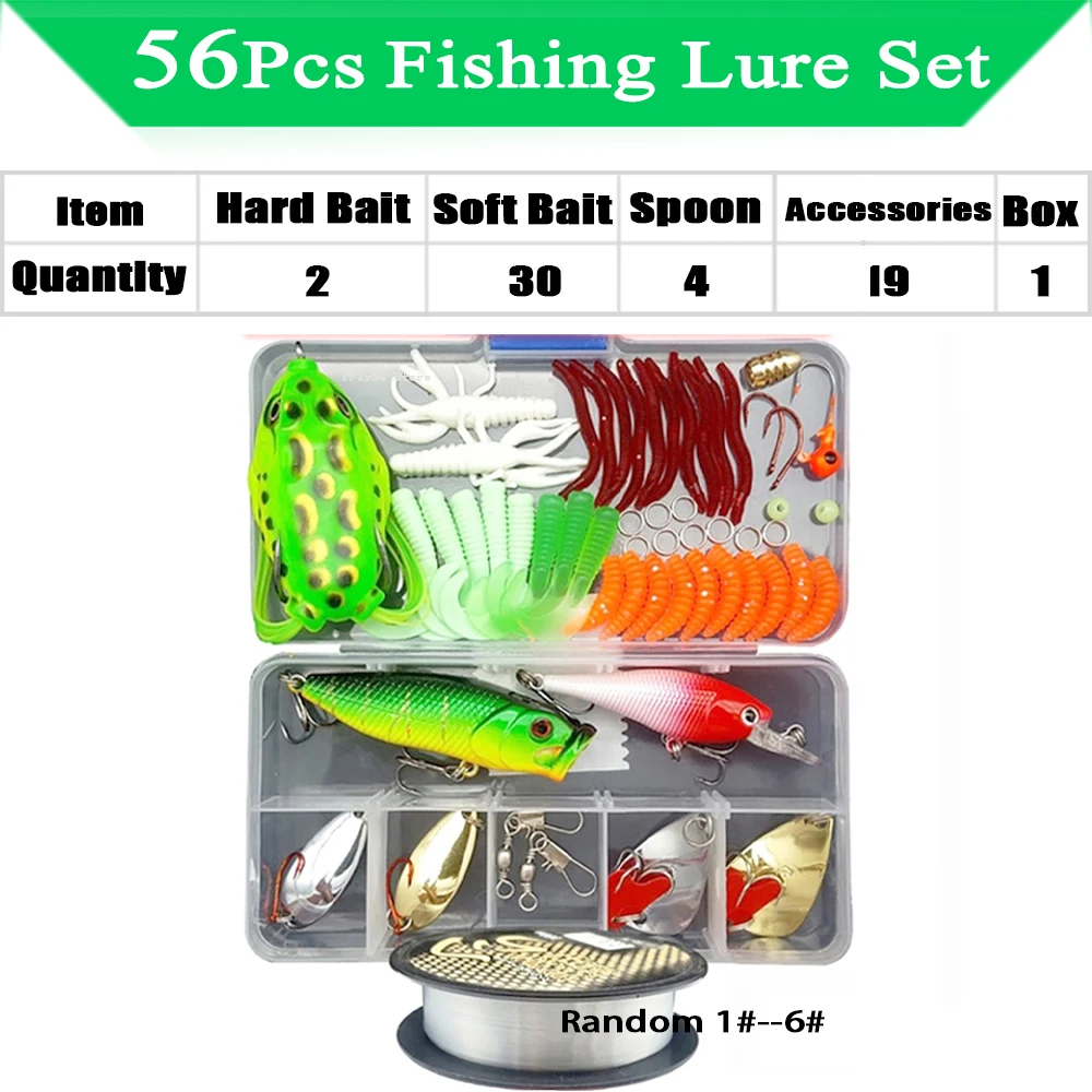 Fishing Lure Kit Soft and Hard Bait Set Gear Layer Minnow Metal Jig Spoon For Bass Pike Crank Tackle Accessories with Box