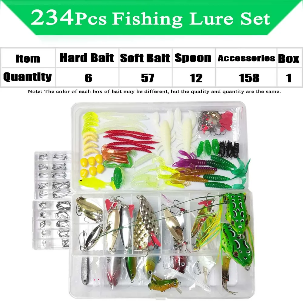 Fishing Lure Kit Soft and Hard Bait Set Gear Layer Minnow Metal Jig Spoon For Bass Pike Crank Tackle Accessories with Box