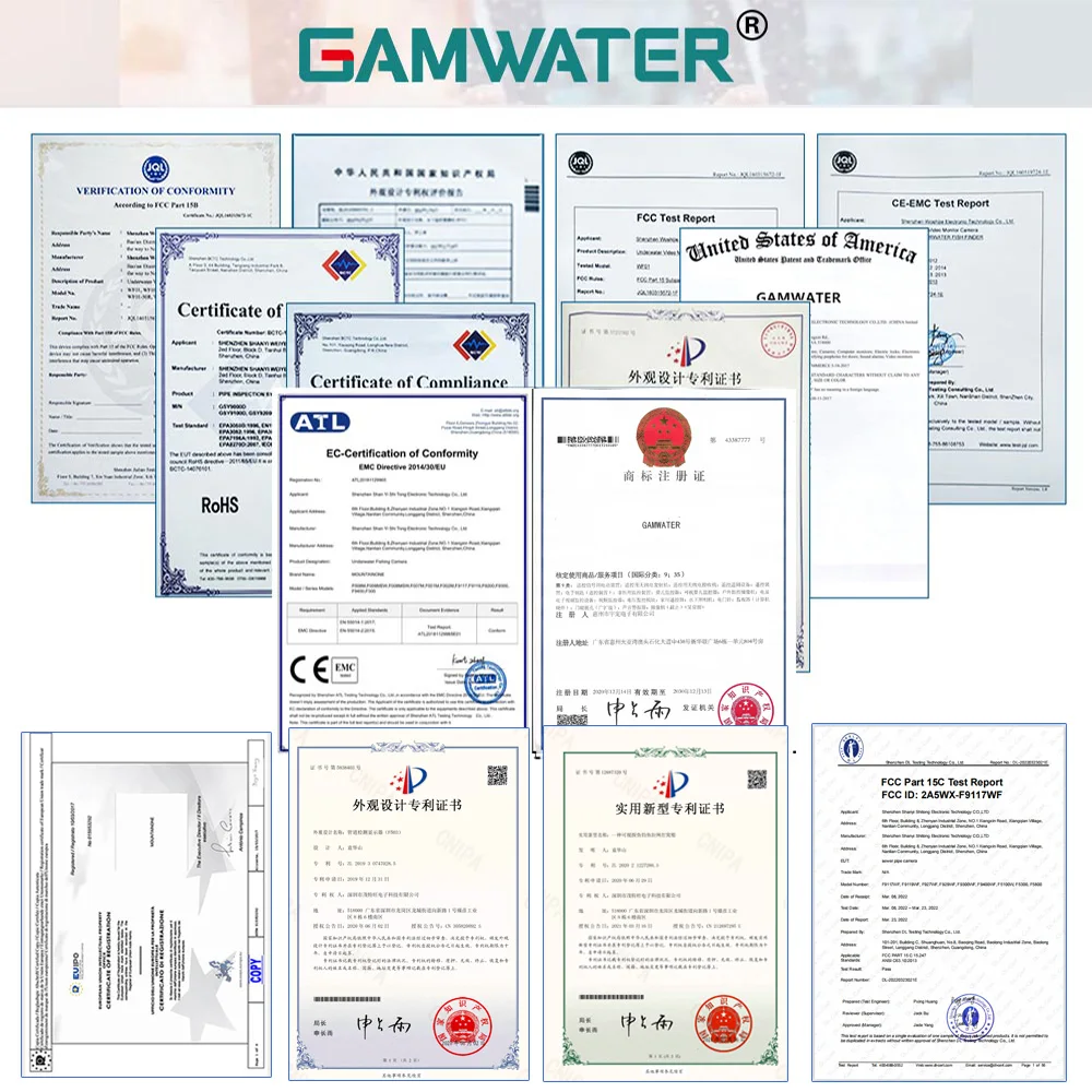 GAMWATER (DVR) Winter Fish Fidner Underwater Fishing Camera 7 Inch 1000TVL IP68 Waterproof 15M 30M 50M For Ice/Sea/River Fishing