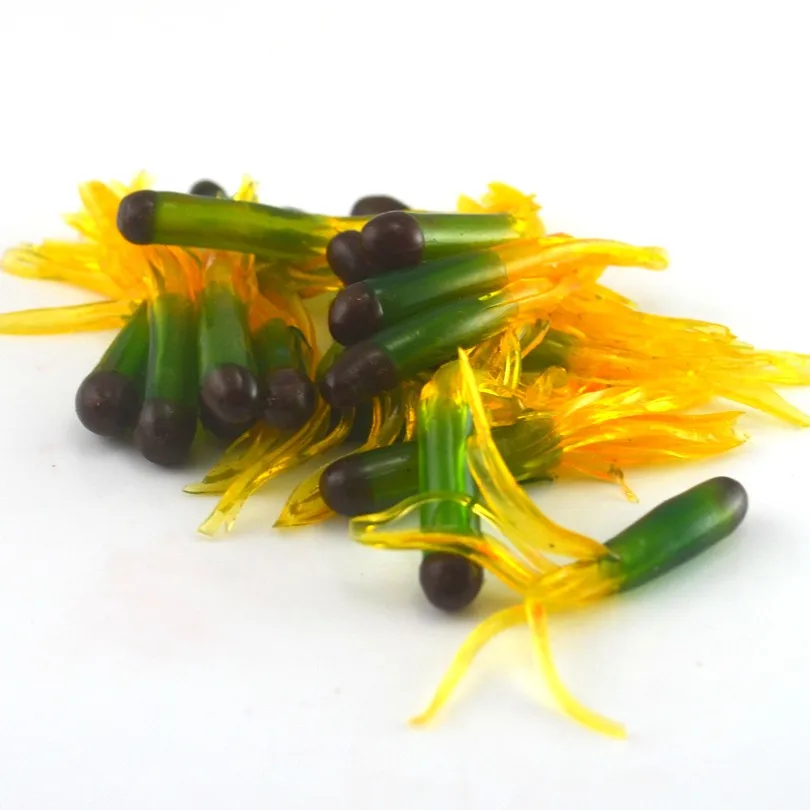 MNFT 20PCS Silicone Tri-colors Salted Tube Bass Baits 4.5cm/0.5g Soft Artificial Worm Grub Squid Lures Sea Fishing