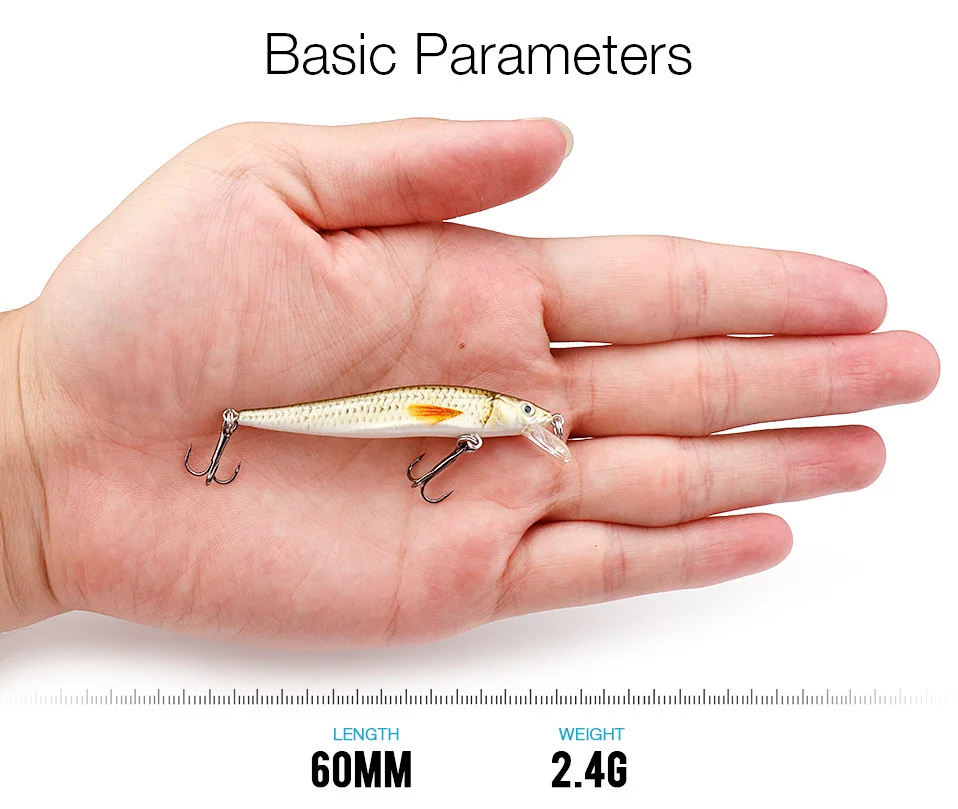 TREHOOK 2g/6g Mini Minnow Fishing Lure Floating Pike Wobbler Artificial Bait Black Minnow Jerkbait Crankbait Fishing Tackle Lure