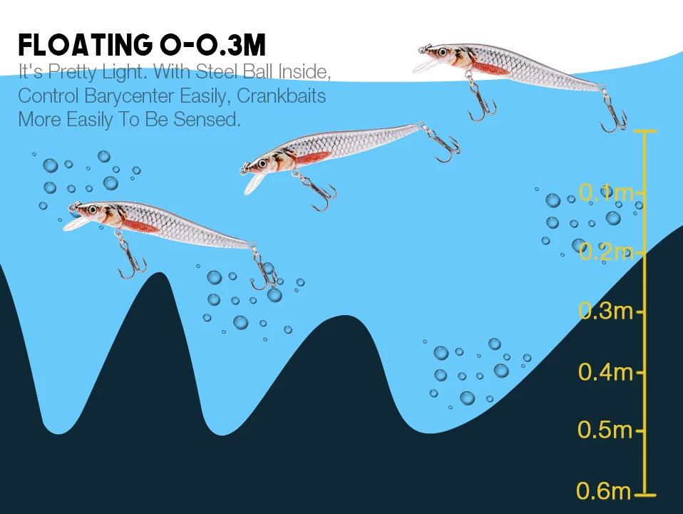 TREHOOK 2g/6g Mini Minnow Fishing Lure Floating Pike Wobbler Artificial Bait Black Minnow Jerkbait Crankbait Fishing Tackle Lure