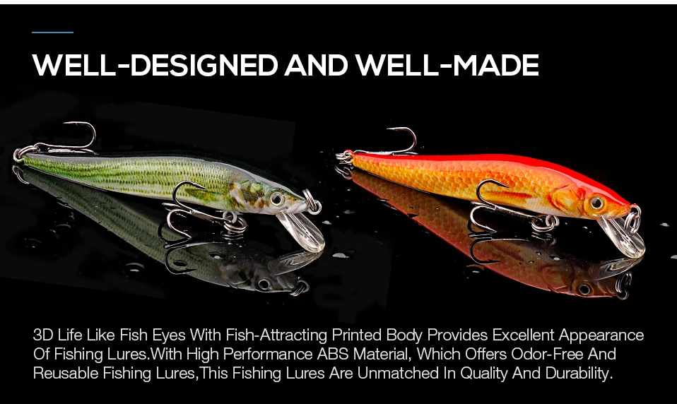 TREHOOK 2g/6g Mini Minnow Fishing Lure Floating Pike Wobbler Artificial Bait Black Minnow Jerkbait Crankbait Fishing Tackle Lure