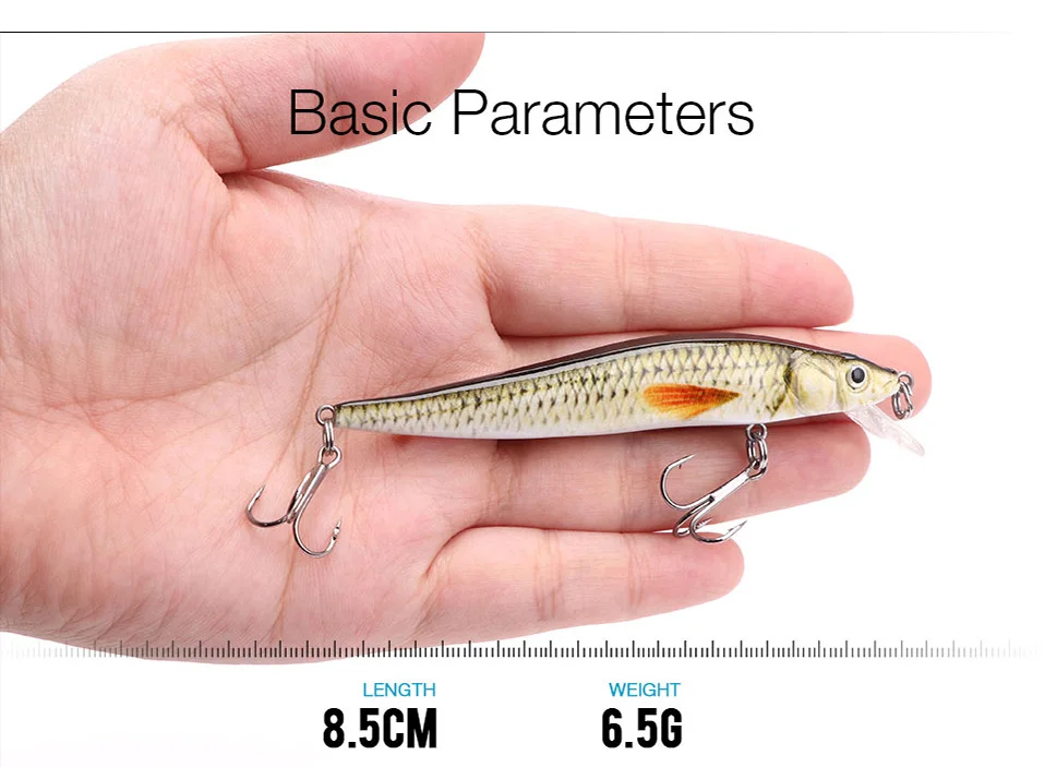 TREHOOK 2g/6g Mini Minnow Fishing Lure Floating Pike Wobbler Artificial Bait Black Minnow Jerkbait Crankbait Fishing Tackle Lure