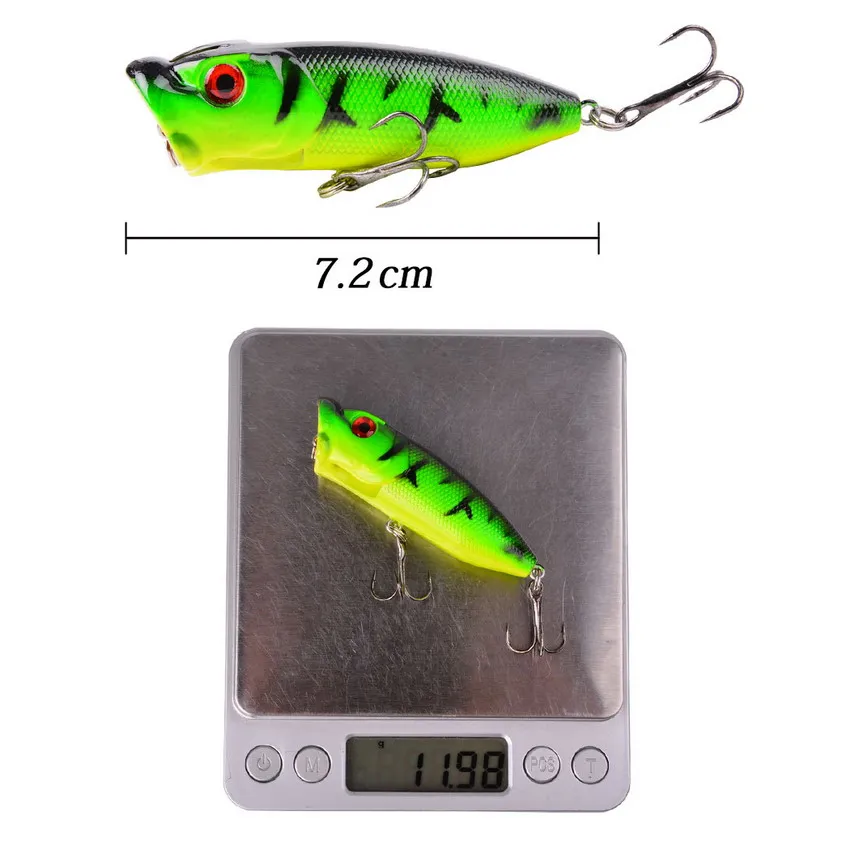 topwater popper fishing lure 1Pcs 7cm 12g Popper Fishing Lure Hard Artificial Bait Topwater with 2 Treble Hooks Carp Fishing Lures Wobbler Crankbait Pesca