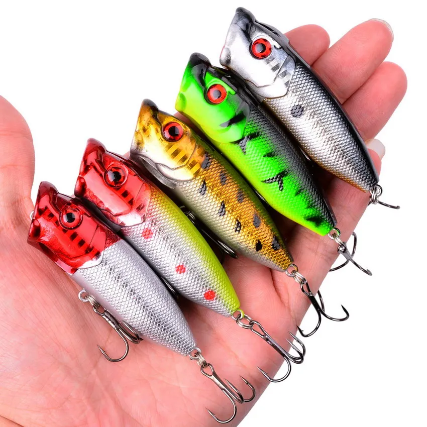 topwater popper fishing lure 1Pcs 7cm 12g Popper Fishing Lure Hard Artificial Bait Topwater with 2 Treble Hooks Carp Fishing Lures Wobbler Crankbait Pesca
