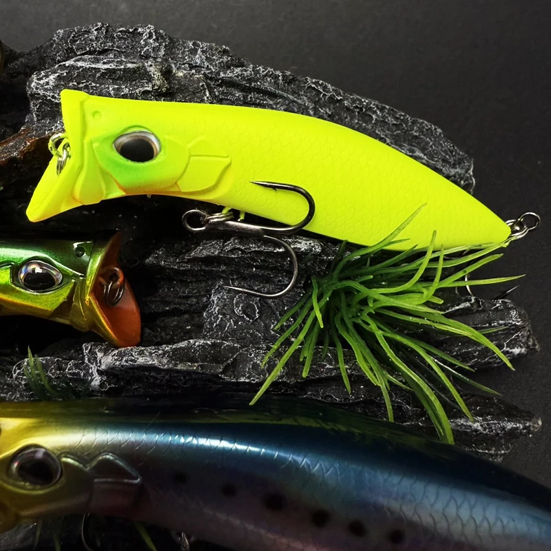 whopper plopper style topwater lure 12g Topwater Minnow DARTER Fishing Lure 8cm Cup Mouth Whopper Popper Saltwater Bass Trout Artificial Bait Pesca Wobbler Supplies