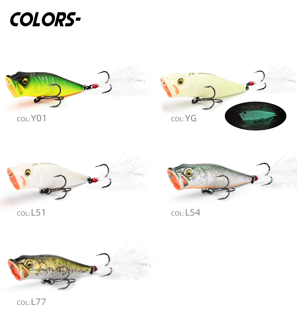 MEREDITH Popper Fishing Lure 64mm 8.48g Topwater fishing lure Artificial Hard Bait Fishing for Bass Perch Pike Fishing Lure