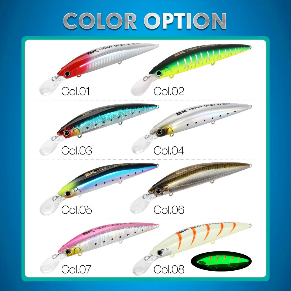 heavy sinking minnow lure FSTK New Heavy Sinking Minnow 110S 37g 90S 28g 70S 16g Saltwater Long Casting Distance Fishing lures Sea Artificial Bait