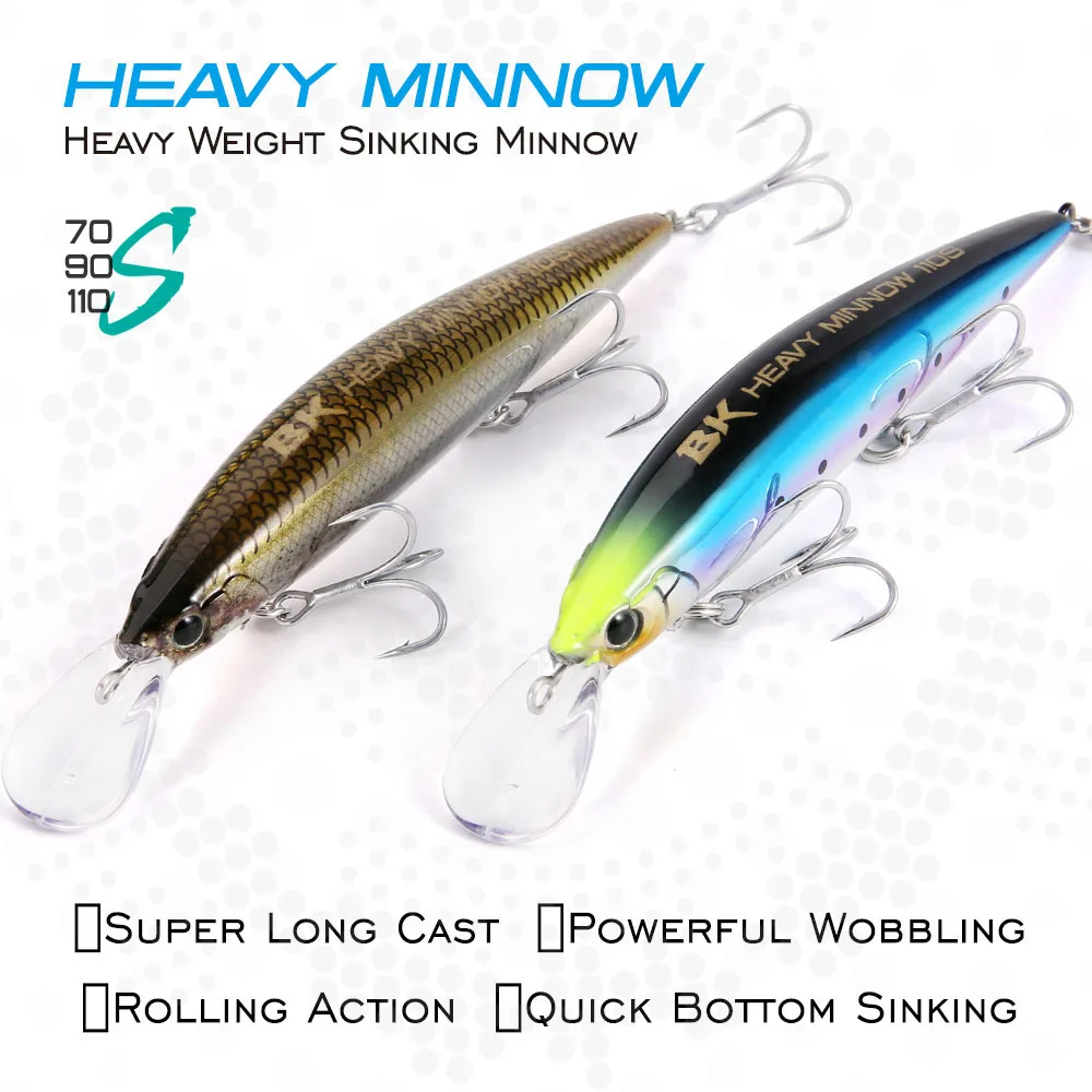 heavy sinking minnow lure FSTK New Heavy Sinking Minnow 110S 37g 90S 28g 70S 16g Saltwater Long Casting Distance Fishing lures Sea Artificial Bait