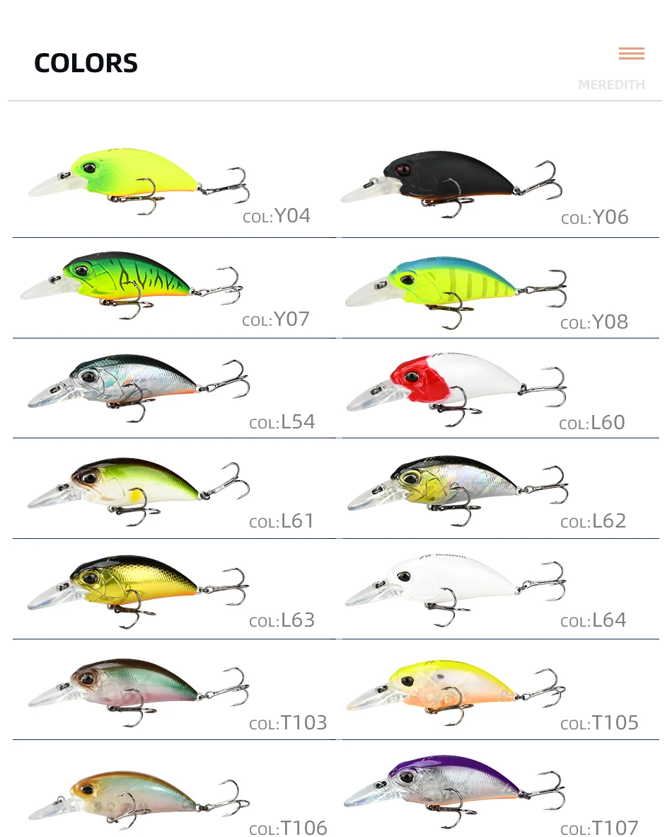 MEREDITH JERK CRANK M65 Floating 14g Hot Model Fishing Lure Hard Bait 11Color Wobbler Crank Quality Professional Depth 2.0-2.5m Meredith M65 crankbait
MEREDITH JERK CRANK M65 Floating 14g Hot Model Fishing Lure Hard Bait 11Color Wobbler Crank Quality Professional Depth 2.0-2.5m