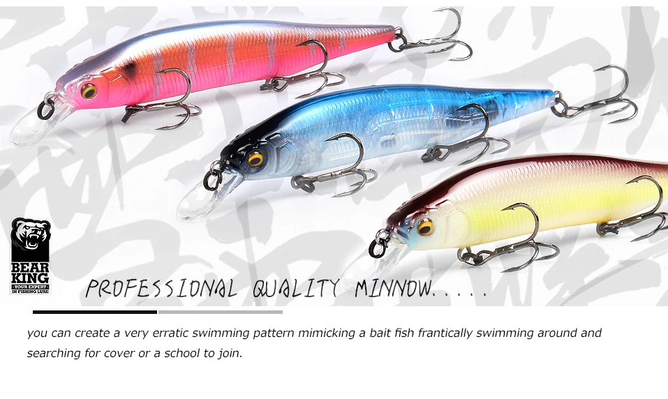 BEARKING 115mm 15g SP Tungsten weight system Top fishing lures minnow crank wobbler quality fishing tackle hooks for fishing