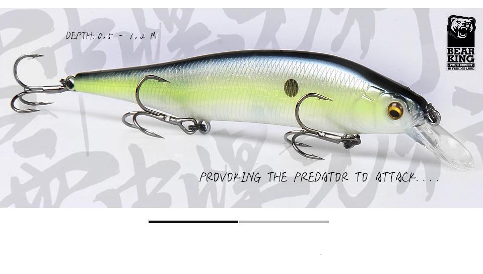 BEARKING 115mm 15g SP Tungsten weight system Top fishing lures minnow crank wobbler quality fishing tackle hooks for fishing