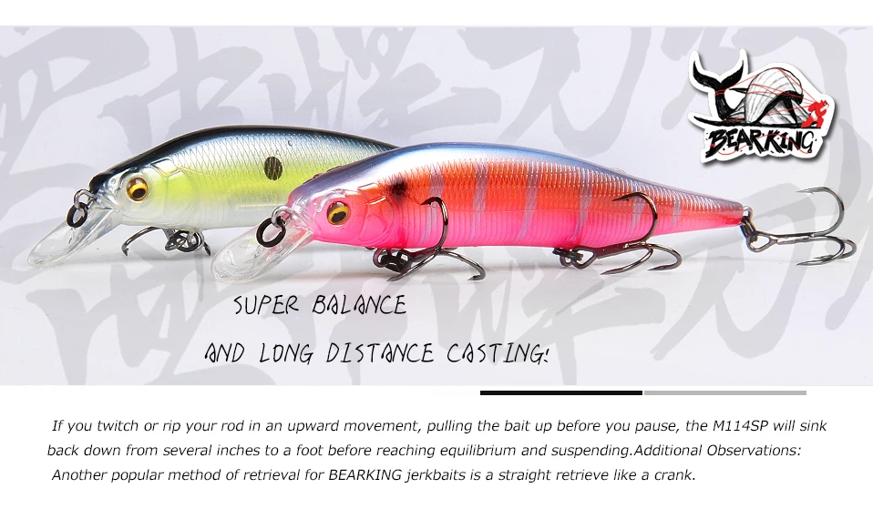 BEARKING 115mm 15g SP Tungsten weight system Top fishing lures minnow crank wobbler quality fishing tackle hooks for fishing