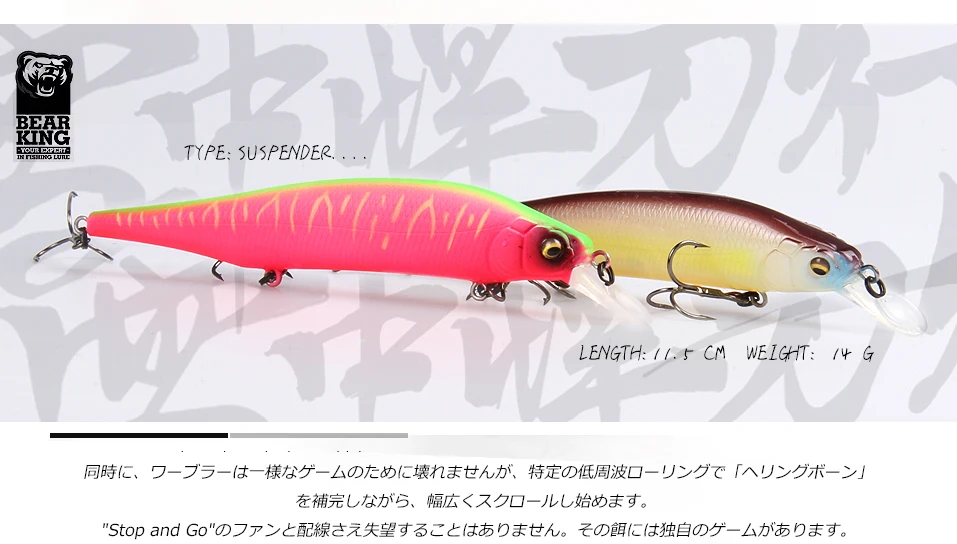 BEARKING 115mm 15g SP Tungsten weight system Top fishing lures minnow crank wobbler quality fishing tackle hooks for fishing