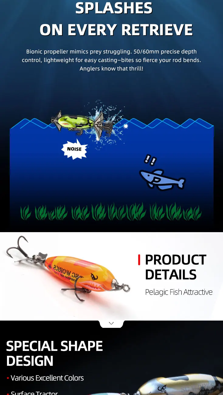 Magic Works Spinning Pencil Lures Topwater Bait 50mm 60mm Propeller Pencil Lure Bass Fishing Spinner Wobblers Artificial Bait Magic Works Spinning Pencil Lures Topwater Bait 50mm 60mm Propeller Pencil Lure Bass Fishing Spinner Wobblers Artificial Bait